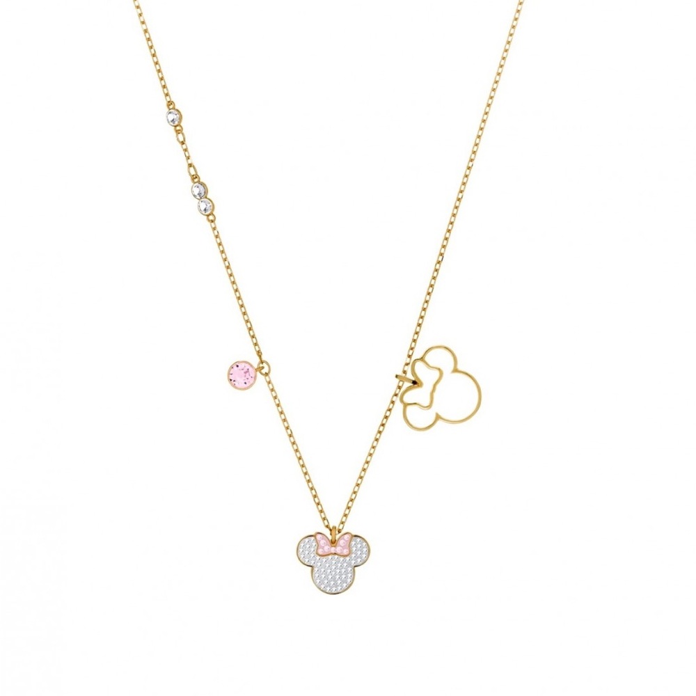 Swarovski Disney Necklace Minnie Mouse 5515433 Jewelry Crystal Gold Pink Ribbon